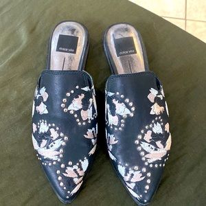 Dolce Vita black leather embossed mule